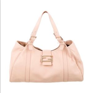 Pale peach leather Fendi shoulder bag.